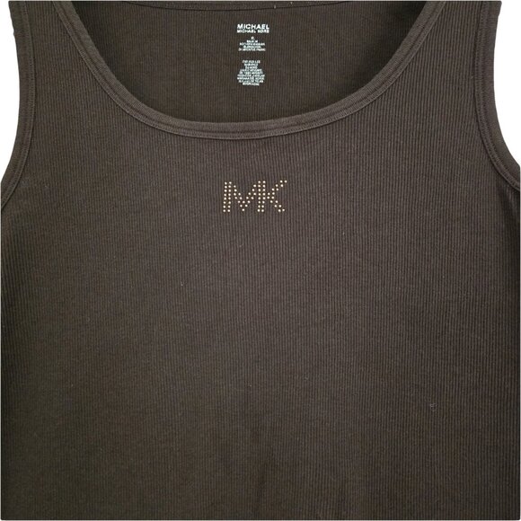 MICHAEL KORS Chocolatge Brown Cotton Ribbed Tank XL - Picture 2 of 2